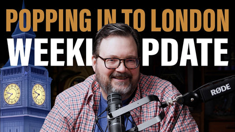 Brandon Sanderson next to Big Ben with the text "Weekly Update: Popping in to London"